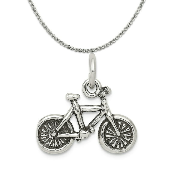 Sterling Silver Girls .8mm Box Chain 10 Speed Racing Bicycle Pendant Necklace 